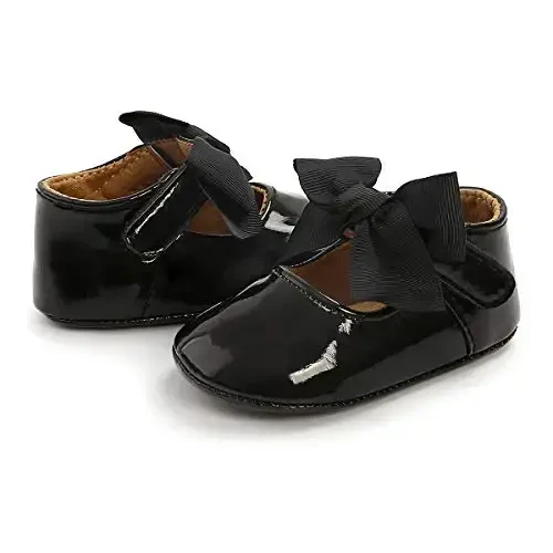 Antheron Baby Girls Mary Jane Flats kamonchali sirpanmaydigan chaqaloq birinchi qadamlar malika ko'ylak poyabzallari bilan - 5