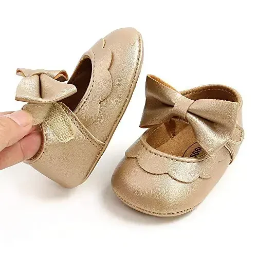 Antheron Baby Girls Mary Jane Flats kamonchali sirpanmaydigan yosh bolalar uchun birinchi qadamlar malika ko'ylak poyafzallari - 6