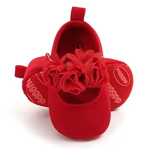 Antheron Baby Girls Mary Jane Flats Soft Sole Infant Moccasins Floral Sparkly Toddler Princess Dress Shoes - SOFMUO