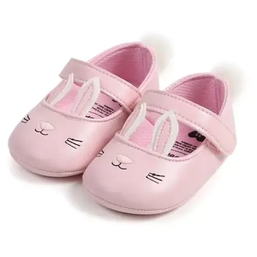 Antheron Baby Girls Mary Jane Flats Soft Sole Infant Moccasins Floral Sparkly Toddler Princess Dress Shoes - 3