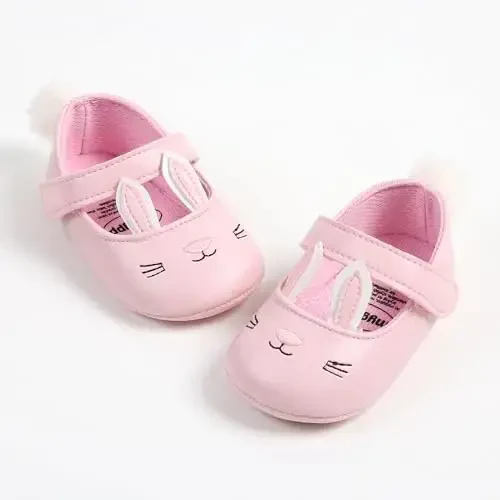 Antheron Baby Girls Mary Jane Flats Soft Sole Infant Moccasins Floral Sparkly Toddler Princess Dress Shoes - 5