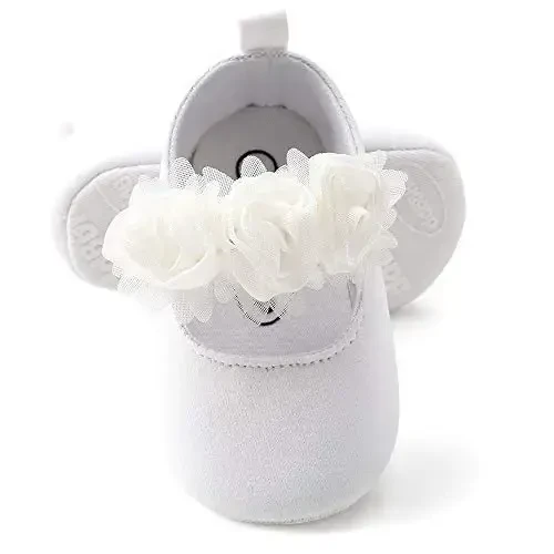 Antheron Baby Girls Mary Jane Flats Soft Sole Infant Moccasins Floral Sparkly Toddler Princess Dress Shoes - SOFMUO