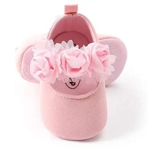 Antheron Baby Girls Mary Jane Flats Soft Sole Infant Moccasins Floral Sparkly Toddler Princess Dress Shoes - SOFMUO