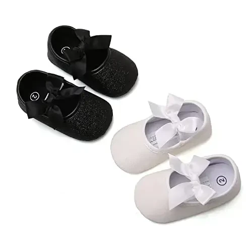Antheron Baby Girls Mary Jane Flats Soft Sole Infant Moccasins Floral Sparkly Toddler Princess Dress Shoes - SOFMUO (1)