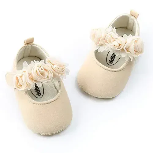 Antheron Baby Girls Mary Jane Flats Soft Sole Infant Moccasins Floral Sparkly Toddler Princess Dress Shoes - 3