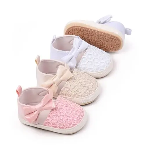 Antheron Baby Girls Mary Jane Flats Soft Sole Infant Moccasins Floral Sparkly Toddler Princess Dress Shoes - ANTHERON (1)