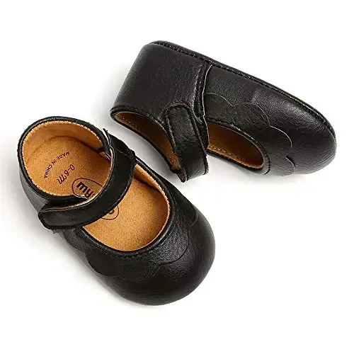 Antheron Baby Girls Mary Jane Flats with Bowknot Non-Slip Toddler First Walkers Princess Dress Shoes - 3