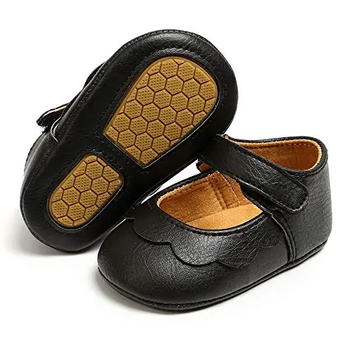 Antheron Baby Girls Mary Jane Flats with Bowknot Non-Slip Toddler First Walkers Princess Dress Shoes 
