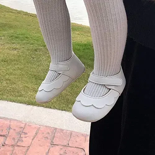 Antheron Baby Girls Mary Jane Flats with Bowknot Non-Slip Toddler First Walkers Princess Dress Shoes - 2