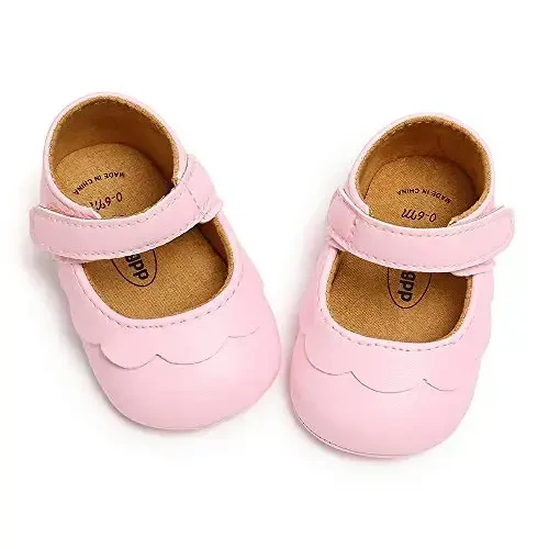 Antheron Baby Girls Mary Jane Flats with Bowknot Non-Slip Toddler First Walkers Princess Dress Shoes - 4