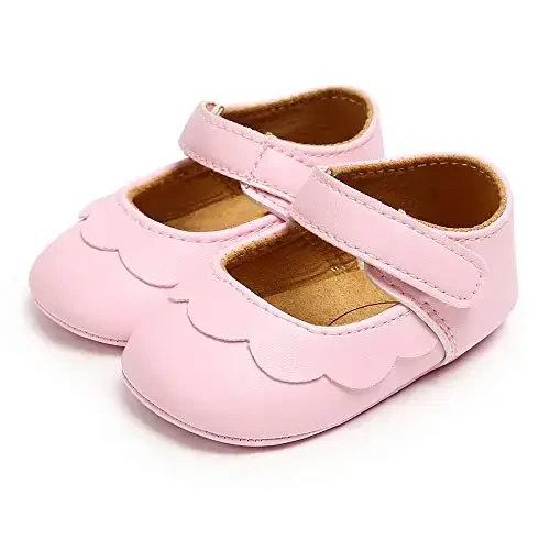 Antheron Baby Girls Mary Jane Flats with Bowknot Non-Slip Toddler First Walkers Princess Dress Shoes - 5