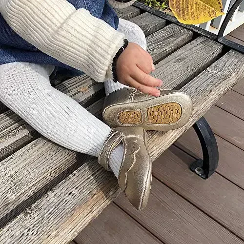 Antheron Baby Girls Mary Jane Flats with Bowknot Non-Slip Toddler First Walkers Princess Dress Shoes - 2