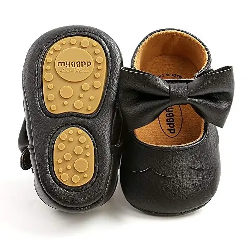 Antheron Baby Girls Mary Jane Flats with Bowknot Non-Slip Toddler First Walkers Princess Dress Shoes - 1
