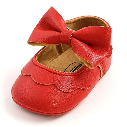 Antheron Baby Girls Mary Jane Flats with Bowknot Non-Slip Toddler First Walkers Princess Dress Shoes - 1