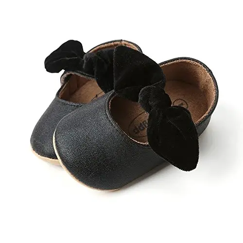 Antheron Baby Girls Mary Jane Flats with Bowknot Non-Slip Toddler First Walkers Princess Dress Shoes - 5