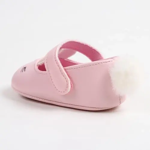 Antheron Baby Girls Mary Jane Flats Yumshoq taglikli chaqaloq mokasinlari Gul naqshli yaltiroq kichkintoy malika ko'ylak poyabzallari - 7