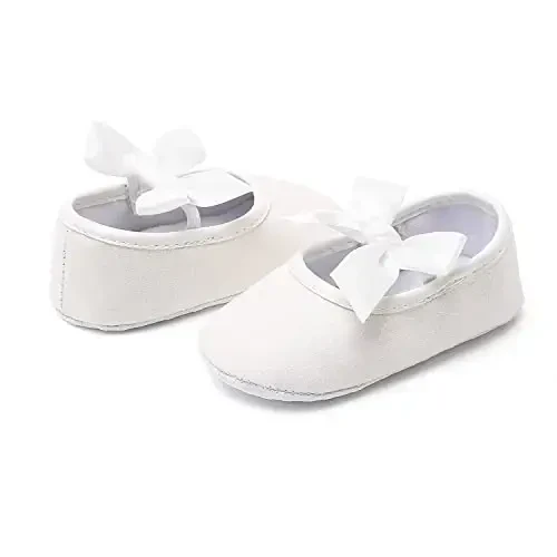 Antheron Baby Girls Mary Jane Flats Yumshoq Taglikli Chaqaloq Mokasinlari Gulchambar Yaltiroq Bolalar Bog'cha Malika Liboslari Poyafzallari - 4