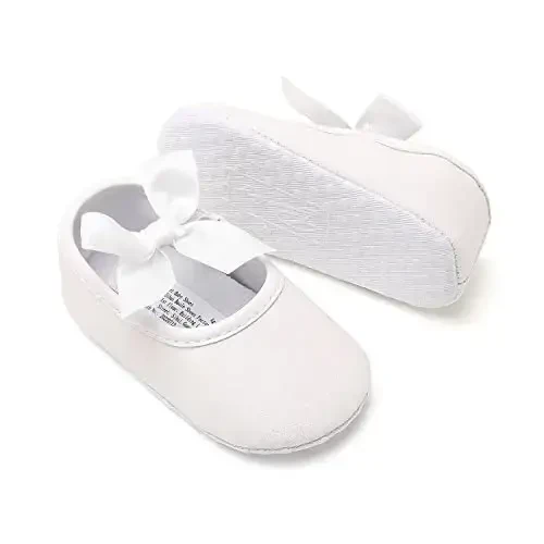 Antheron Baby Girls Mary Jane Flats Yumshoq Taglikli Chaqaloq Mokasinlari Gulchambar Yaltiroq Bolalar Bog'cha Malika Liboslari Poyafzallari - 5