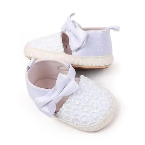 Antheron Baby Girls Mary Jane Flats Yumshoq taglikli chaqaloq mokasinlari Gullari yaltiroq yosh bolalar malika ko'ylak poyabzallari - 4