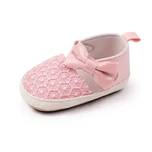 Antheron Baby Girls Mary Jane Flats Yumshoq Taglikli Go'dak Mokasin Gullari Yaltiroq Bolalar Bog'cha Malika Ko'ylak Poyabzallari - 7