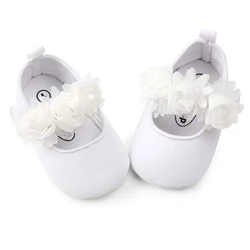 Antheron Baby Girls Mary Jane Flats Yumshoq Taglikli Go'dak Mokasinlari Gul Ko'rinishli Yaltiroq Yosh Qizaloqlar Malika Liboslari Poyafzali - 5