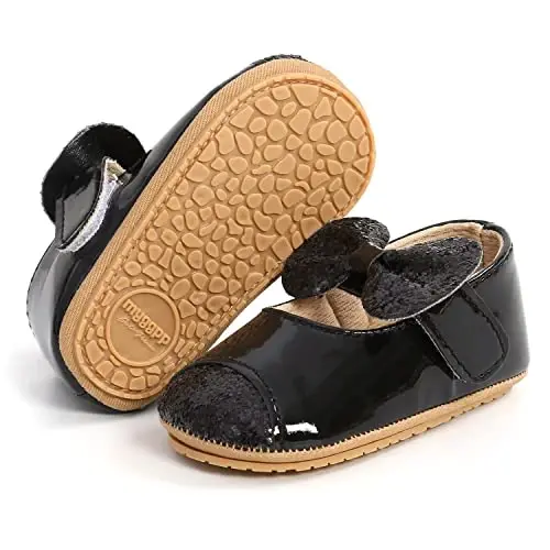 Antheron Baby Girls Mary Jane Flats Yumshoq Taglikli Go'dak Mokasinlari Gullari Uchqunli Bola Malika Liboslari Poyabzallari - 5