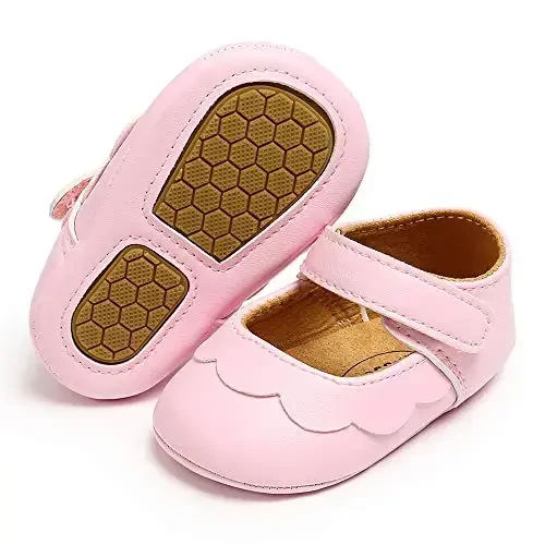 Antheron Baby Girls Mary Jane Flats with Bowknot Non-Slip Toddler First Walkers Princess Dress Shoes - 1