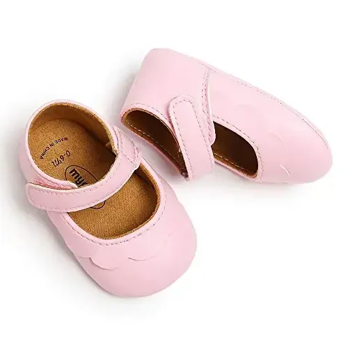 Antheron Baby Girls Mary Jane Flats with Bowknot Non-Slip Toddler First Walkers Princess Dress Shoes - 3