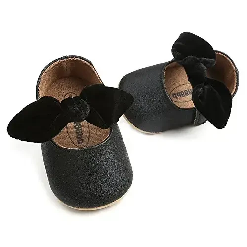 Antheron Baby Girls Mary Jane Flats with Bowknot Non-Slip Toddler First Walkers Princess Dress Shoes - 1