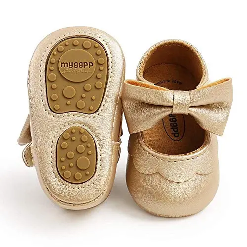 Antheron Baby Girls Mary Jane Flats with Bowknot Non-Slip Toddler First Walkers Princess Dress Shoes - 1