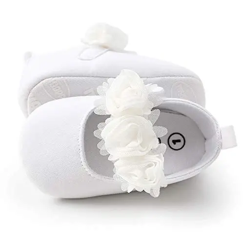 Antheron Baby Girls Mary Jane Flats Soft Sole Infant Moccasins Floral Sparkly Toddler Princess Dress Shoes - 4