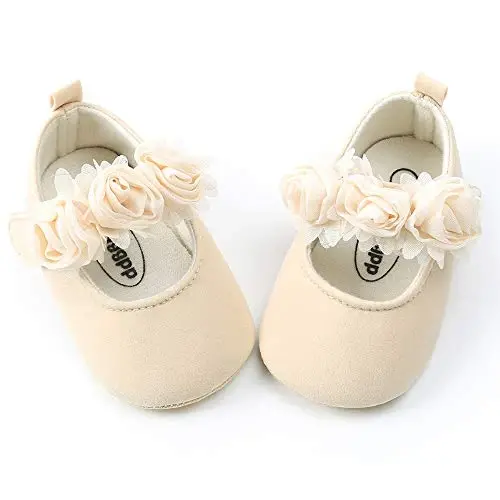 Antheron Baby Girls Mary Jane Flats Soft Sole Infant Moccasins Floral Sparkly Toddler Princess Dress Shoes - 5