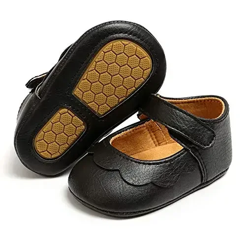 Antheron Baby Girls Mary Jane Flats with Bowknot Non-Slip Toddler First Walkers Princess Dress Shoes - ANTHERON