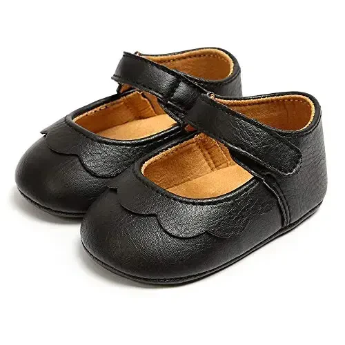 Antheron Baby Girls Mary Jane Flats with Bowknot Non-Slip Toddler First Walkers Princess Dress Shoes - 5