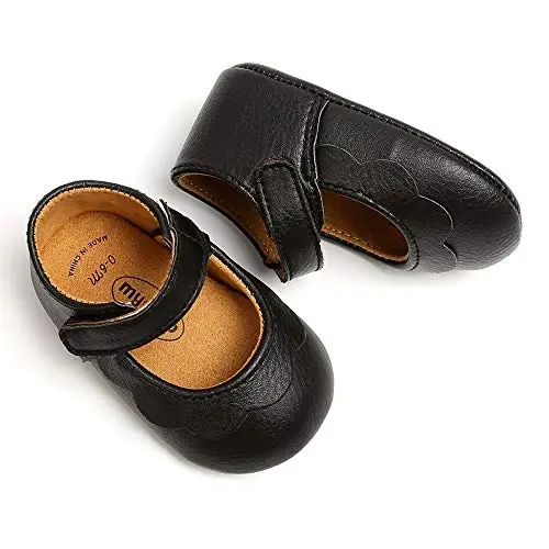 Antheron Baby Girls Mary Jane Flats with Bowknot Non-Slip Toddler First Walkers Princess Dress Shoes - 3