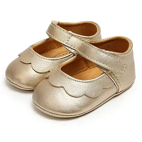 Antheron Baby Girls Mary Jane Flats with Bowknot Non-Slip Toddler First Walkers Princess Dress Shoes - 5