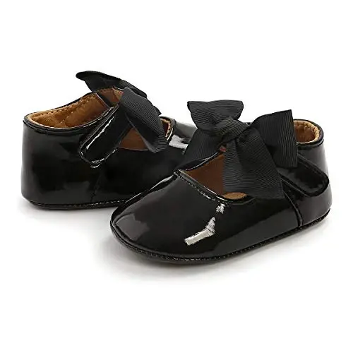 Antheron Baby Girls Mary Jane Flats with Bowknot Non-Slip Toddler First Walkers Princess Dress Shoes - 5