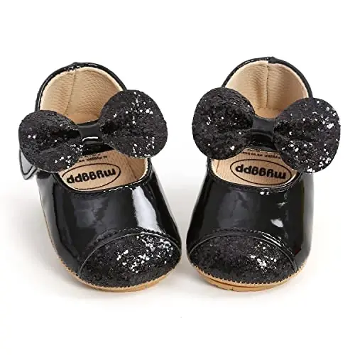 Antheron Baby Girls Mary Jane Flats Soft Sole Infant Moccasins Floral Sparkly Toddler Princess Dress Shoes 