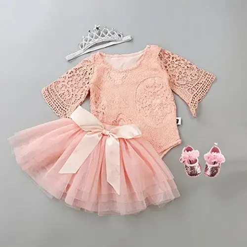 Antheron Baby Girls Mary Jane Flats Soft Sole Infant Moccasins Floral Sparkly Toddler Princess Dress Shoes - 6