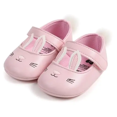 Antheron Baby Girls Mary Jane Flats Soft Sole Infant Moccasins Floral Sparkly Toddler Princess Dress Shoes - 3