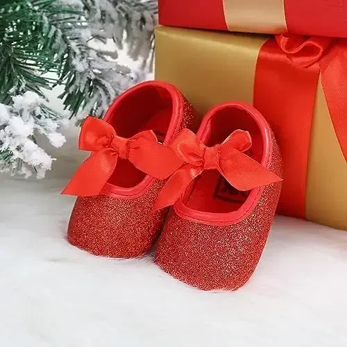 Antheron Baby Girls Mary Jane Flats Soft Sole Infant Moccasins Floral Sparkly Toddler Princess Dress Shoes - 3