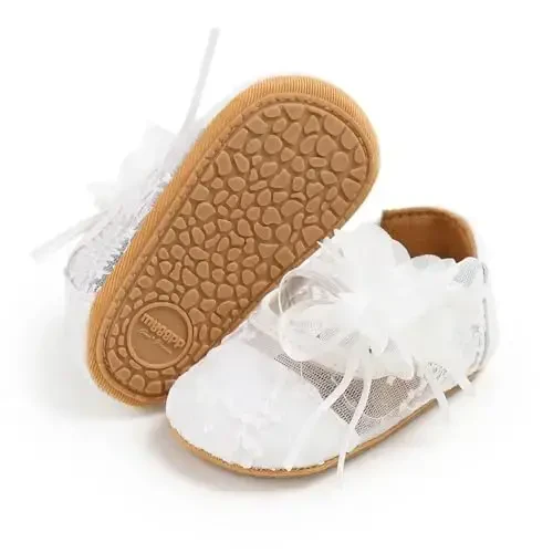 Antheron Baby Girls Mary Jane Flats Soft Sole Infant Moccasins Floral Sparkly Toddler Princess Dress Shoes 