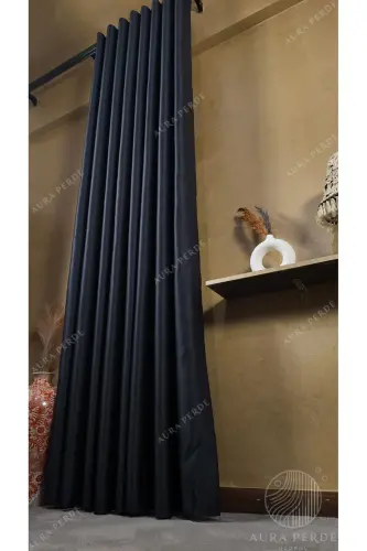 Anthracite Blackout Curtain - Lightproof Blackout Backdrop | Unpleated Single Panel | AURAPERDE-Anthracite - 4
