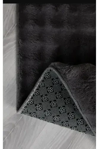 Anthracite Bubble Post Carpet Soft Fluffy Fur Machine Washable Non-Slip Base-Red - SARAR (1)