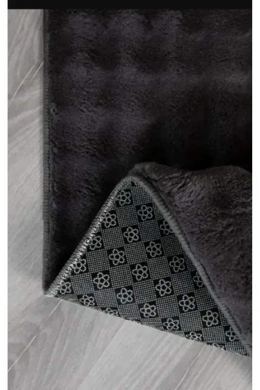 Anthracite Bubble Post Carpet Soft Fluffy Fur Machine Washable Non-Slip Base-Red - 2