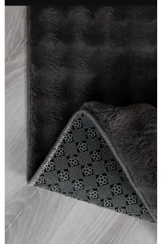 Anthracite Bubble Post Carpet Soft Fluffy Fur Machine Washable Non-Slip Base-Red - SARAR (1)