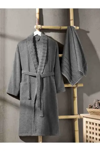 Anthracite Carla Towel Robe - Anthracite - REBEKA HOME COLLECTION (1)