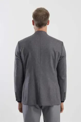 Anthracite Classic Fit Wool Peak Lapel Jacket - 4