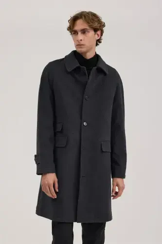 Anthracite Comfort Fit Baby Collar Wool Coat 