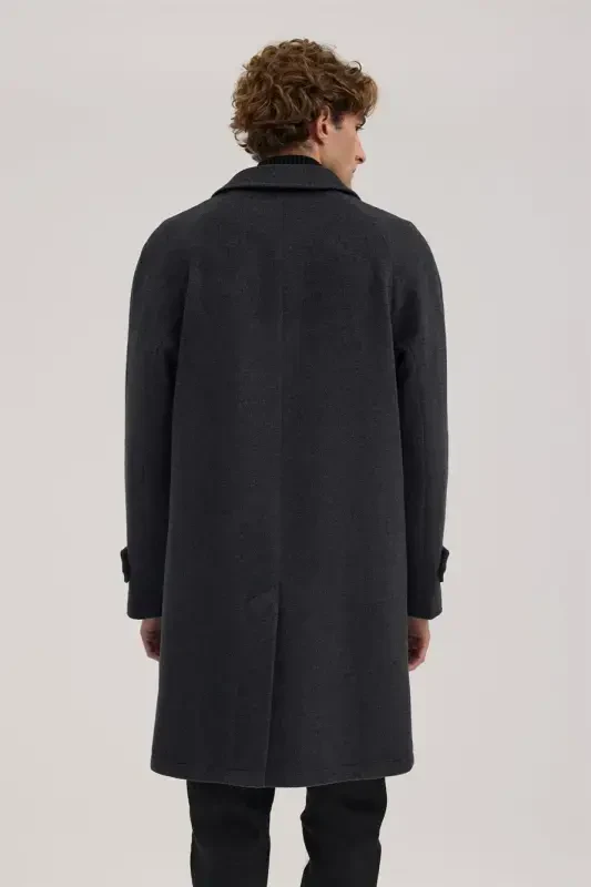 Anthracite Comfort Fit Baby Collar Wool Coat - 4